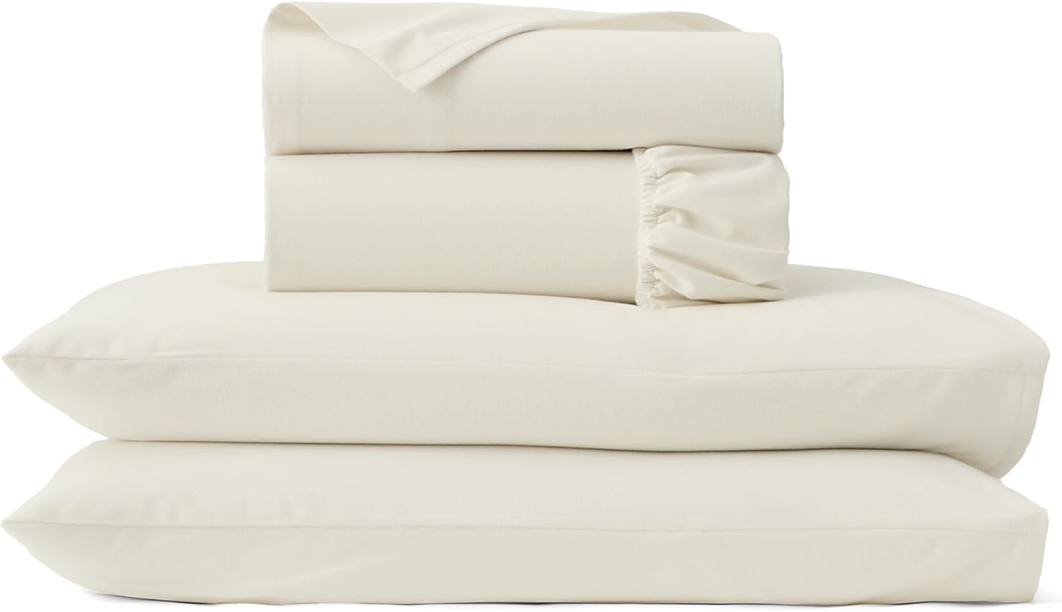 BOLL & BRANCH Flannel Sheet Set - Queen, Cream - Luxury 100% Organic Cotton - Includes 1 Flat, 1 Fitted, 2 Pillowcases - Velvety Soft, Warm & Breathable