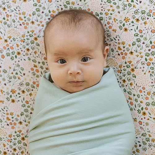 Image of Little Unicorn Premium Stretch Knit Swaddle Blanket | Super Soft with Optimal Stretch & Breathability for swaddling (Frost Green)