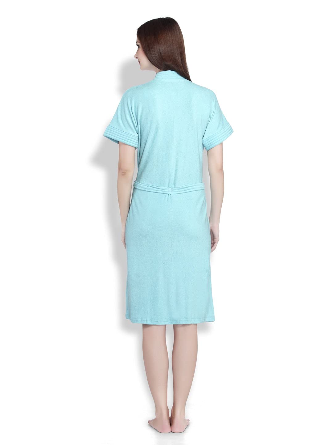 SAND DUNE Half Sleeve Soft Cotton Knee Length Bathrobe for Women & Girl (Sky Blue) (XXXL) 2