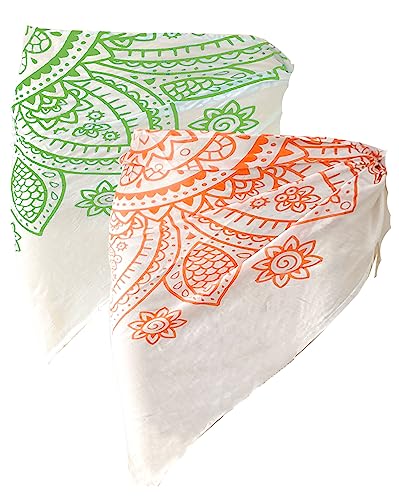 Mandala Life ART Pareo azul para mujer, pareo, bikini, toalla de playa, falda envolvente, tapiz, pañuelo envolvente, bufanda, pañuelo para el cuello, rayón de, suave y ligero, Conjunto de