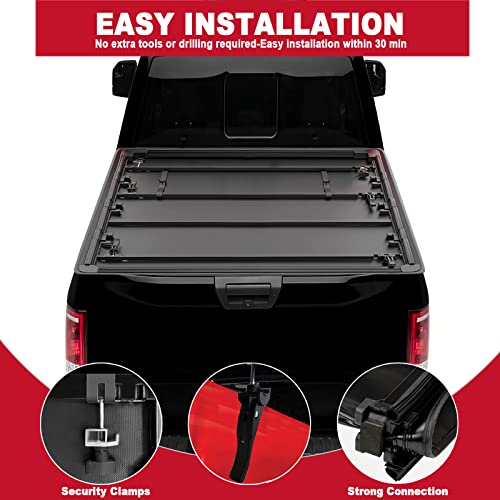 Capser 6.5 Ft Soft Quad Fold Truck Bed Tonneau Cover Fits 2015-2023 Ford F150 Styleside 6.5'(78") Truck Bed #TOP3