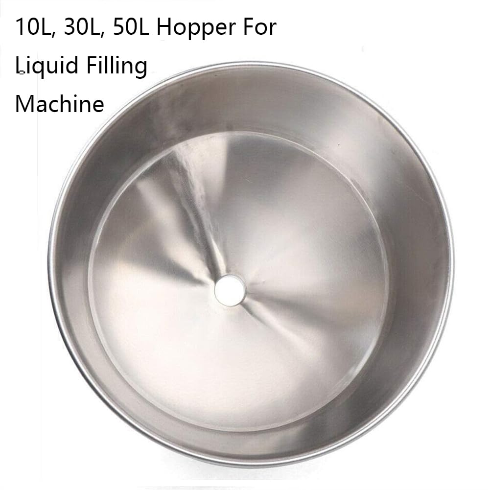 Acero Inoxidable 304 Máquina De Llenado Tolva, 10L-50L Líquido Pasta Tolva De Llenado Máquina Llenadora Embudo Contenedor Tanque Para Agua Aceite Crema (Plata),10L,50.5mm