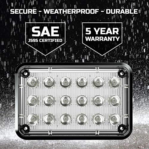 Alpha-Z 6X4 Ambulance Led Surface Mount Emergency Strobe Lights And Fire Truck Ultra Slim Warning Light - Clear/Clear #TOP1