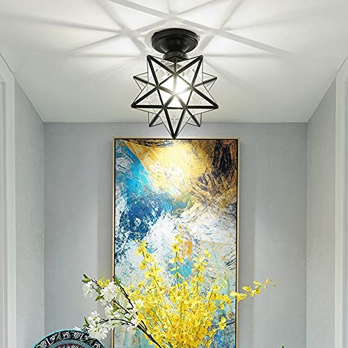 Lanterne en verre transparent style pentagramme pour plafond chic