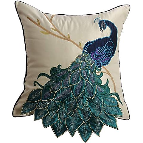 vctops Elegant Embroidered Peacock Pillow Case Cover