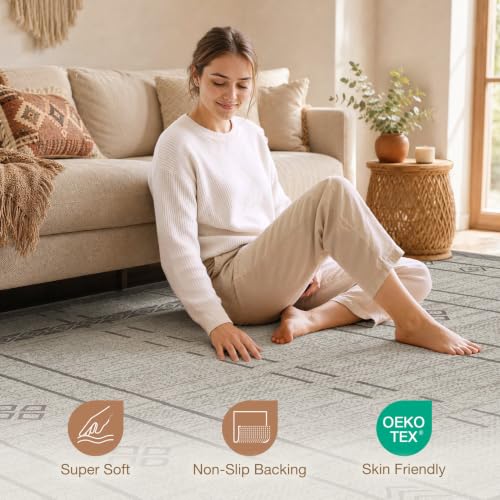 Image of cotiled 6x9 Area Rugs for Living Room: Boho Washable Rug for Dining Room