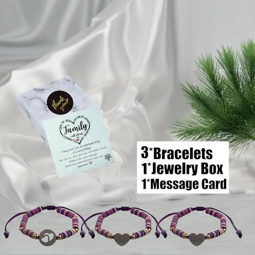 Image of KIDZVEFUN Mother Daughter Bracelets, 3Pcs Matching Hearted Bracelets for Mommy Daughter Son Friends Christmas Day Presents Touch Permanent Gift Mother's Day