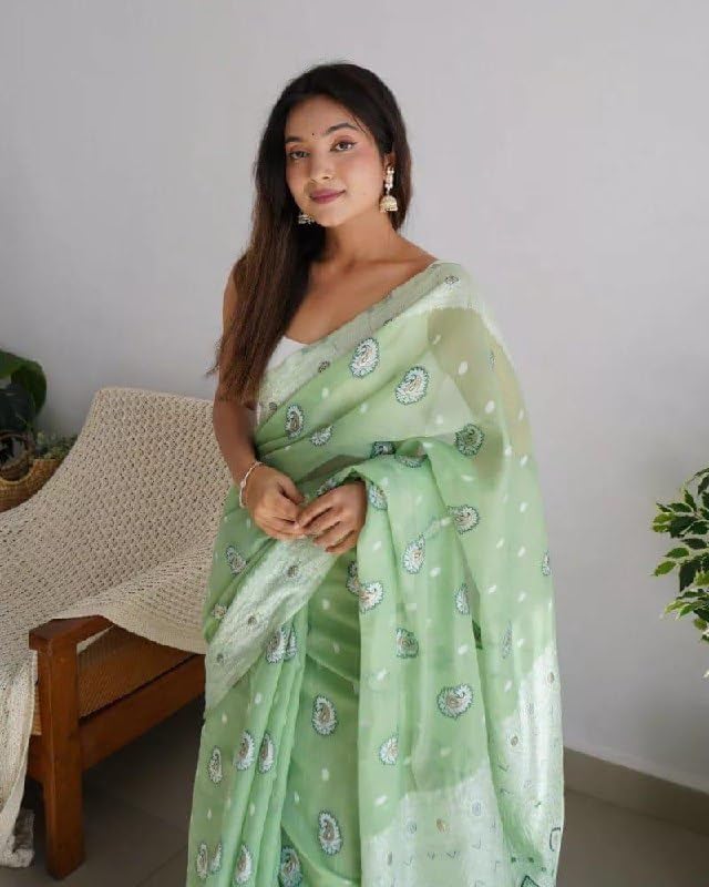 Image of Flosive Women's Woven Cotton Silk Saree With Unstitched Blouse Piece