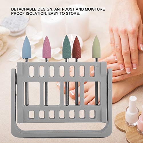 Nail Art Drill Bit Storage Box, 16 Hole Nail Bit Organizer with Adjustable Display Bracket, Portable Nail Tool Holder for Nail Drills, Plastic, Gray image 5