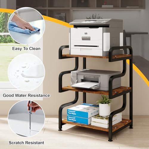 Image of Natwind Stylish 3 Tier Printer Stand, Office Desk Side Storage Shelf,Retro