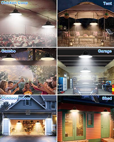 Jiorrio Solar Pendant Light Indoor Outdoor Solar Shed Light With Motion Sensor, 6 Lighting Combination Modes & 3000K/4500K/6000K & Remote & Timer Split Security Lamp For Garage Gazebo Barn (2 Pack) #TOP5