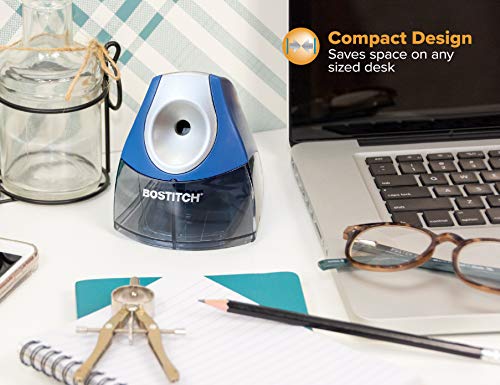 Image of Bostitch Office Electric Pencil Sharpener for Classroom & Desk Use, Heavy-Duty Stall-Free Motor, High-Capacity Shavings Tray, Dark Blue