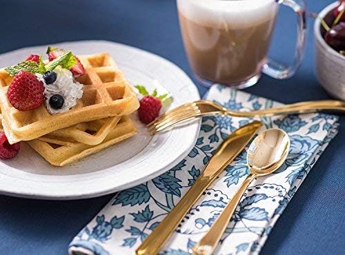 Miniatura 5 de Stock Your Home 125 cuchillos desechables de plástico resistente, cubiertos de plástico elegantes que parecen cubiertos reales, utensilios perfectos