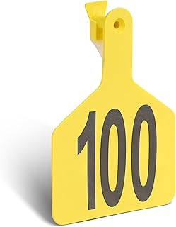 Cattle Ear Tags with 001-100 Numbers Large 1-Piece Z Livestock Ear Tags for Cow