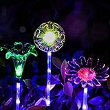 Outdoor Solar Garden Lights - 3 Pack Solar Powered Garden Stake Lights with a Purple LED Light Stake, Multi-color Changing LED Solar Stake Lights for Garden,Patio,Backyard