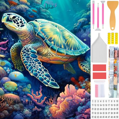 Amyaker ダイヤモンドアート キット 四角いビーズ 全面 ダイアモンドビーズ絵画キット 日本語キャンバス DIY 手作り絵画 手芸キット モザイクアート 5D モザイクアート ダイヤモンド塗装 全面貼り付けタイプ 30x40cm ウミガメ