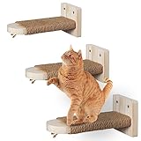 AntFort 3 Pack，Cat Climbing Stairs Shelf Wall Mounted, Cat Stairway with Sisal Rope Scratching for Cats Perch Platform, Cat Wall Solid Wood Furniture, Cat Wall Steps do not Need to be Assembled.