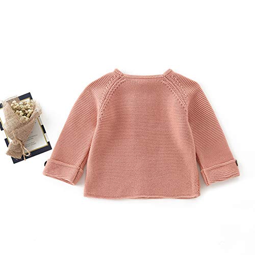 Image of Simplee kids Baby Girl Thin Sweater Solid White Pink Cardigans for Toddler 0-3Years