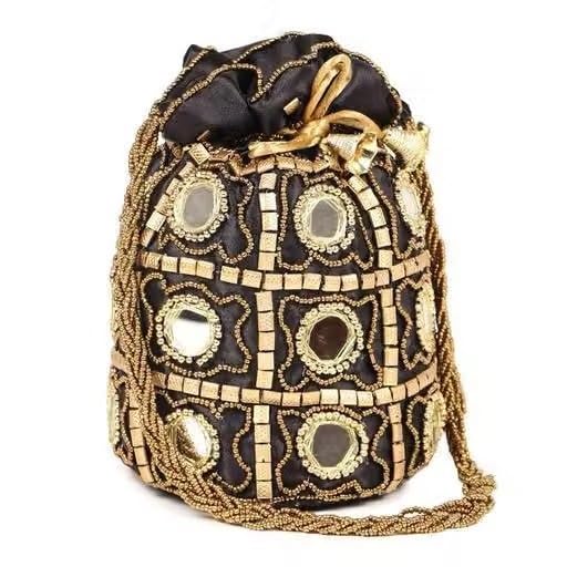 Golden embroidered Potli Handbags For Women | Potli Bags For Ladies For Wedding | Potli Bags For Women | Wedding Bags For Woman | Batwa Potlis Hand Bag | Designer Potli Bag For Ladies For Marriage-image-30