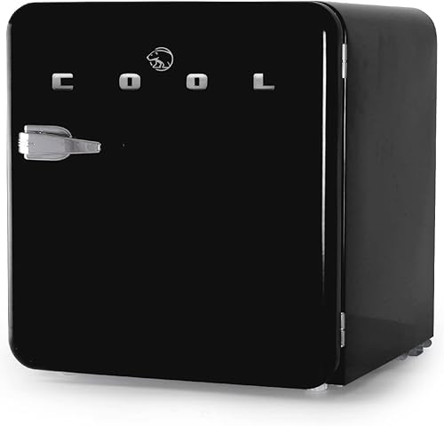 Vista 8 de Commercial Cool Refrigerador retro de 1.6 pies cúbicos, estilo vintage, con 1 estante de alambre deslizante y almacenamiento de contenedor, Rojo