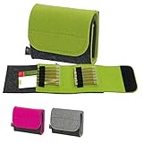 Premium Taschenapotheke von ebos | handgefertigte Reiseapotheke aus echtem Wollfilz | 12 Schlaufen für Globuli-Fläschchen, Globuli-Röhrchen | Globuli-Tasche, Globuli-Etui, Globuli-Mäppchen, Globuli-Täschchen als Set zur Aufbewahrung von homöopathischer Hausapotheke| leer | grün
