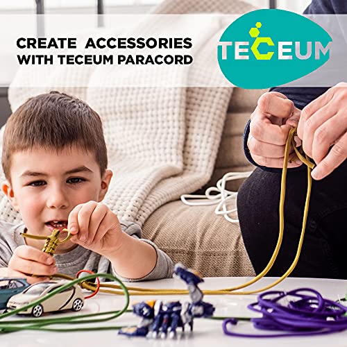 Image of TECEUM Paracord Type III 550 Green Wave - 50 ft - 4mm - Tactical Rope MIL-SPEC - Outdoor para Cord -Camping Hiking Fishing Gear and Equipment - EDC Parachute Cord - Strong Survival Rope