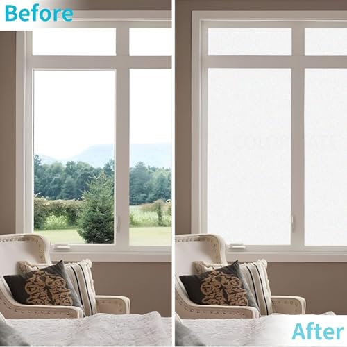 Image of COLORMATE Premium Vinyl Stained Frosted Window Glass Film (12x60 Inch) - Self-Adhesive Wallpaper Sticker Opaque Tint for Window Glass Privacy Cover, Door, Office, Home.| Anti-UV. Frosted Glitter