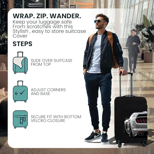 Image of WanderWraps Spendex Polyester Protective Luggage Cover | Hard Luggage Trolley Bag Cover | Washable | Dust Proof | Stretchable | M - 24 inch | StreetBeast