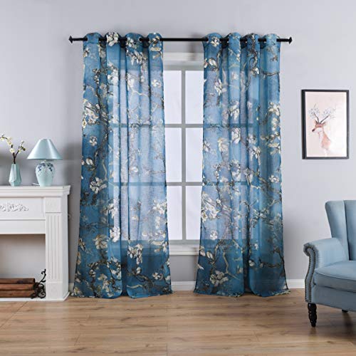Taisier Home Chinese Style Plum Blossom Sheer Curtain Artistic Print Curtains 84 Inches Long for Living Room,Personalized Pattern Curtains 2 Panels SetรฏยผหGrommet Top Styleรฏยผโฐ Taisier Home Chinese Style Plum Blossom Sheer Curtain Artistic Print Curtains 84 Inches Long for Living Room,Personalized Pattern Curtains 2 Panels SetรฏยผหGrommet Top Styleรฏยผโฐ