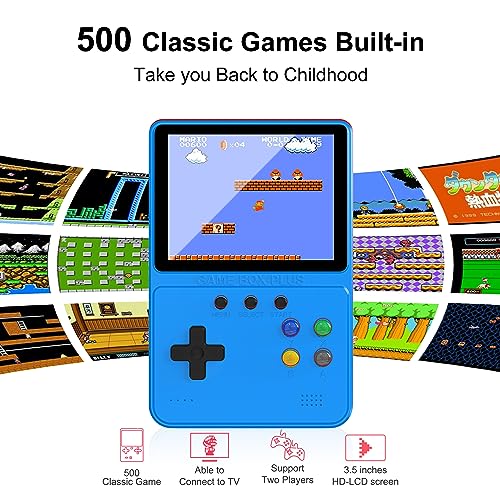 Heiko Retro Portable Handheld Game Console To Experience 500 Classic Games Anytime Anywhere, 3.5In Screen Video Game Console 1200Mah, Handheld Video Game Support For Connecting Tv & Two Players(Blue) #TOP1