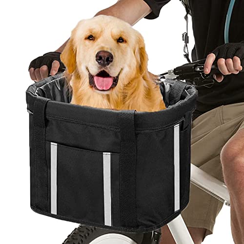 BINOTHINK Panier de Vélo, Panier Avant de Vélo Détachable Rapide pour Animal de Compagnie, étanche Achats Pique-Nique Extérieur, Cadre en alliag d'aluminium (Noir) Cover