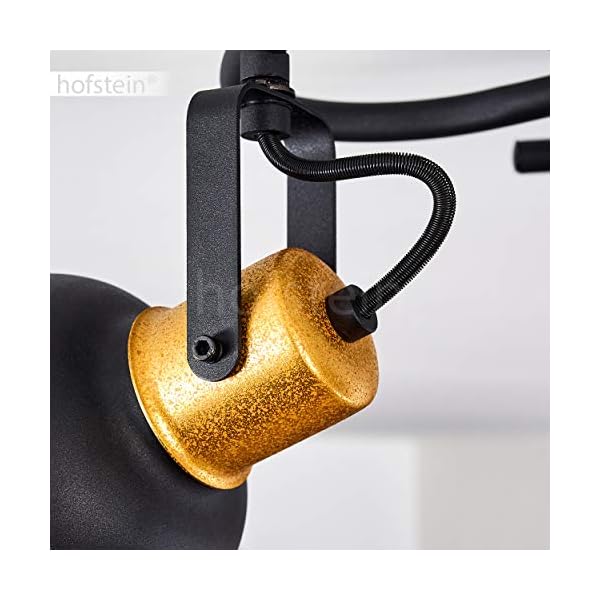 Ceiling Light Blackburn in Black & Golden Metal, semi-Flush Ceiling spotlights, 3 orientable Spots, 3 x E14 max. 25 Watt Light Bulb, Suitable LED Bulb - Image 10