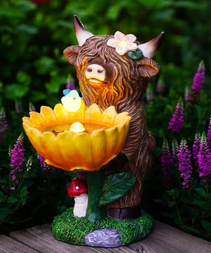 Statue solaire vache des Highlands : attirez enfin les oiseaux