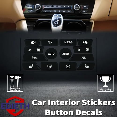 Image of Climate Control Button Decals Kit for BMW 5 Series F10 2009-2015 (520i /528i /535i) - AC & Dashboard Stickers