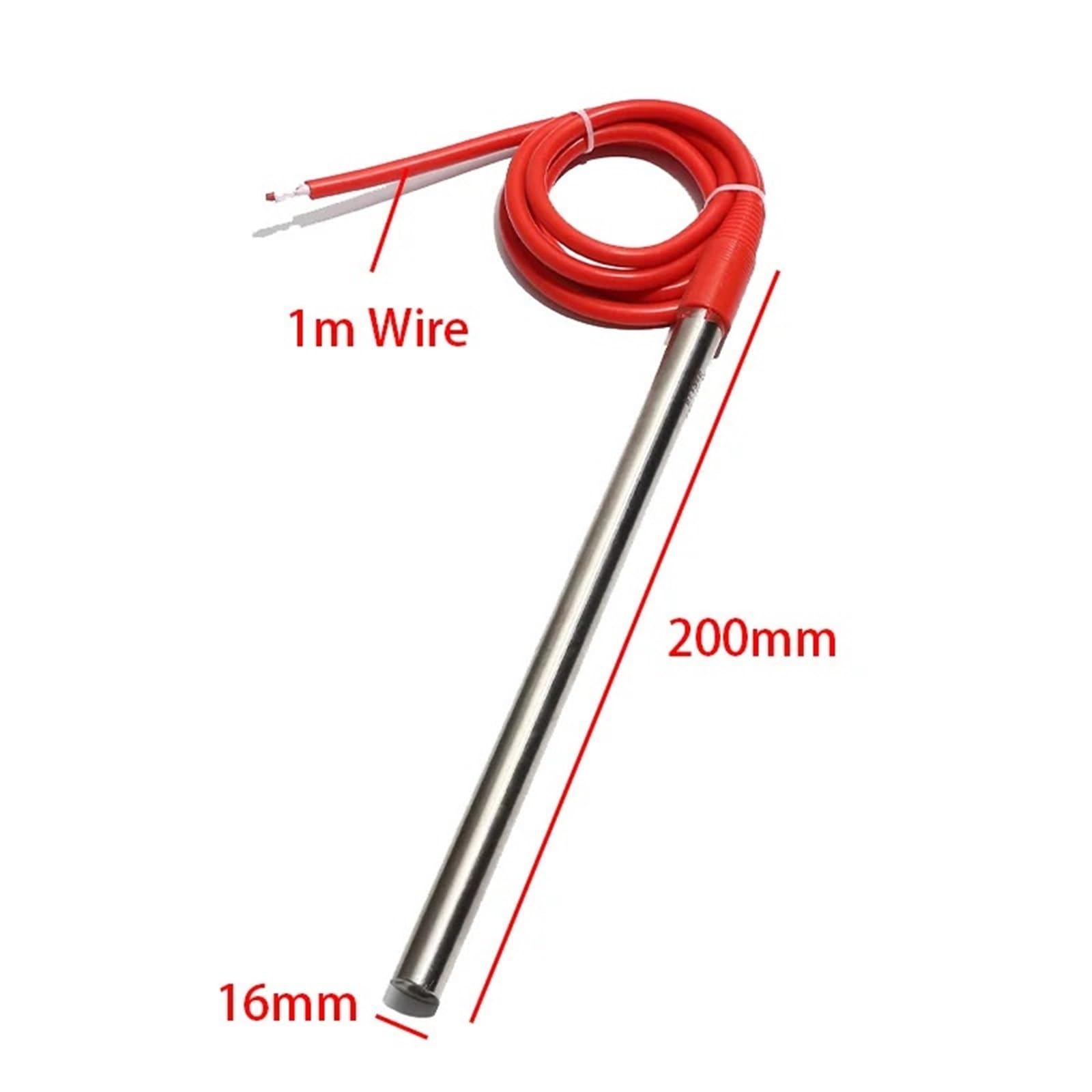 220 V 500 W elektrische Wasser-Heizelement Stab SS304 Tauchsieder Widerstand 16 x 200 mm 1 m Draht Stück