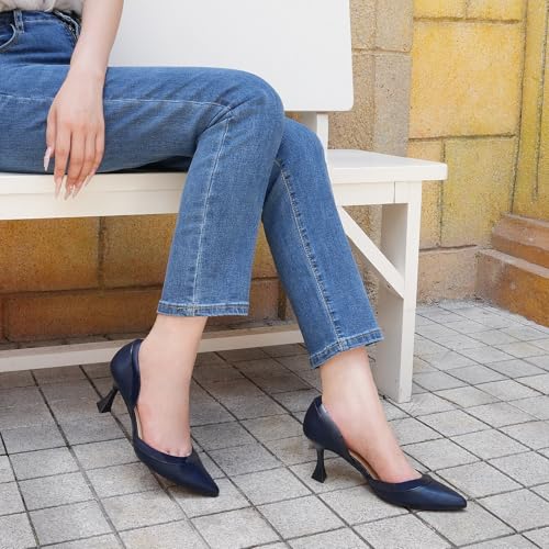 Image of JENN ARDOR Women's Pumps Low Heels Pointed Closed Toe Kitten Dress Shoes for Women Comfortable Stiletto Heeled Sandals Classic Wedding Party D'Orsay Work Pumps