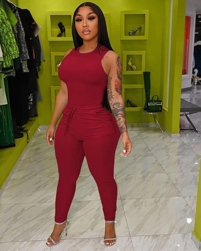 TOPSRANI Womens Two Piece Outfits Bodycon Tracksuit Sweatsuits Solid Jogger Biker Workout Gym Lounge Short Sleeve Pant Sets - Image 5