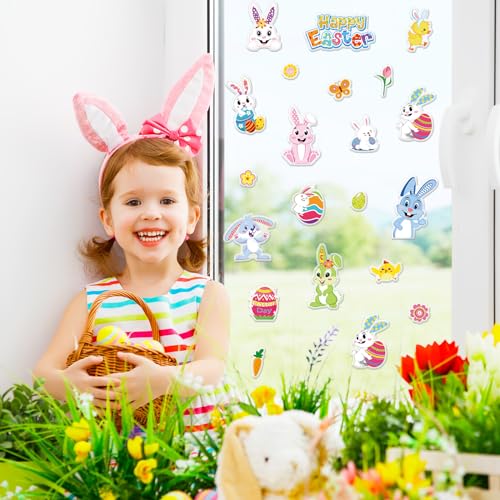 20 Piezas Adhesivos de Gel para Ventana Tema Pascua miniatura 2