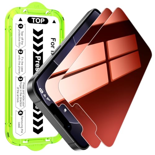 Image of Esanik 2-Pack for iPhone 17e /16e /14 /13 Pro /13 Sunset Color Privacy Screen Protector - Gradient Purple Anti-Spy Tempered Glass, Anti-Blue Light, Pink Military-Grade 9H Hardness,Shatterproof, Flawless Fit Tray