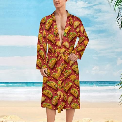 Tacos-Mexican Food Funny Men's Robe Soft Lightweight Bathrobe Long-sleeve Spa Robes2