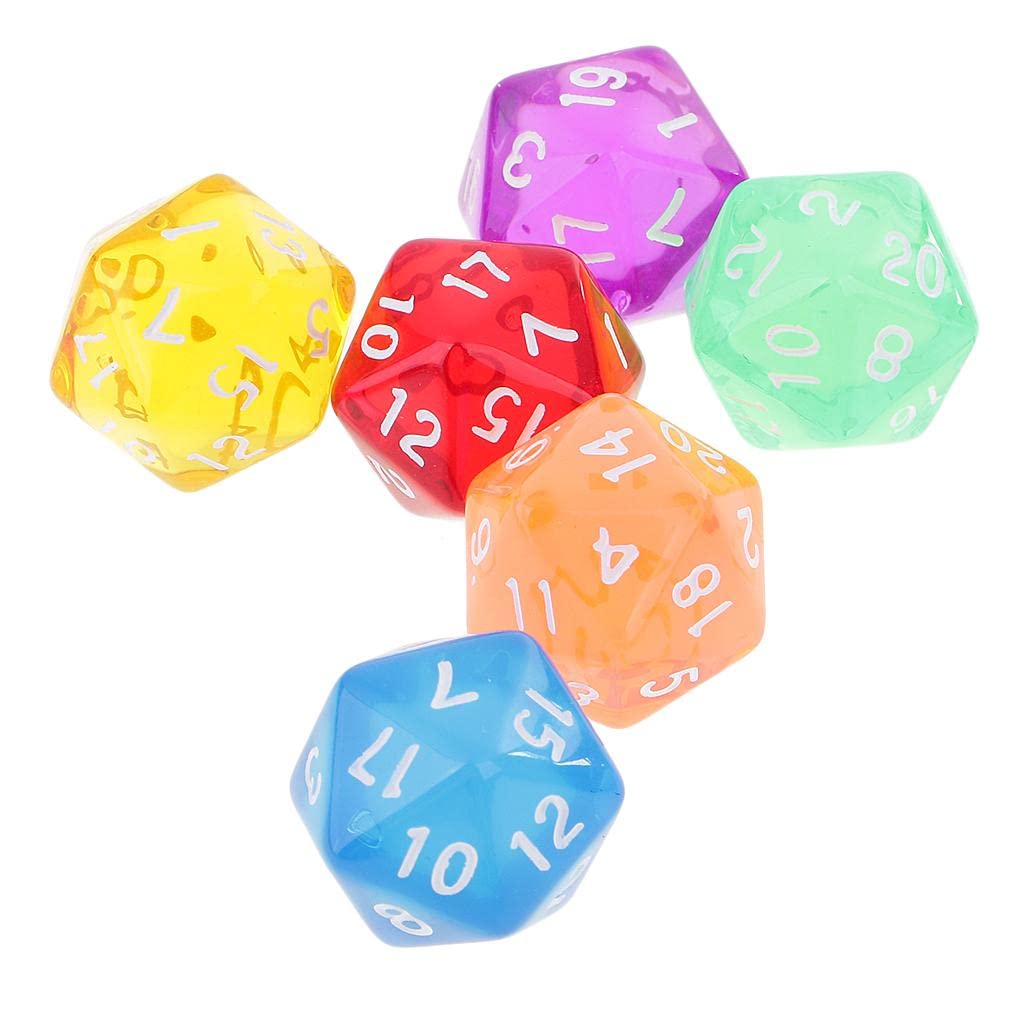 CALANDIS® 6 Pieces D20 Polyhedral Game Dice Clear Dice for RPG Dungeons and Dragons Party Games Fashion - Image 2 thumbnail