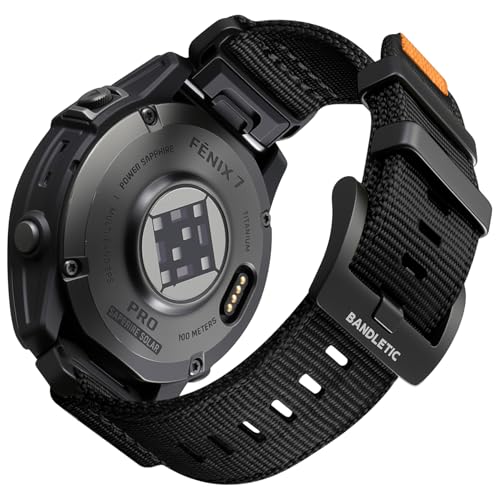 Bandletic 22mm Correa Compatible con Garmin Fenix 6 Pro/Fenix 7/Fenix 8 47mm/Fenix 6/Fenix 5, QuickFit Nylon Militar Sport Duradero Muñequera para Epix 2/Forerunner 945/965/955/Instinct 2, Negro