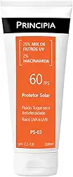 PRINCIPIA, Protetor Solar Corporal FPS 60, 29% Mix de Filtros UV + 2% Niacinamida PS-03 com 200ml