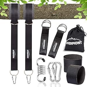 Overmont 1 paar schommelbevestiging, hangmatbevestiging, schommel ophanging, riem-kit met 2 D-haken karabijnhaken en 2…