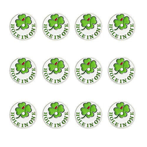 Image of Golf Ball Markers Assorted Patterns Value Pack of 12 Golf Gifts, Golf Cap Clips and Divot Repair Tools Parter Accessories Sets for Men Women Kids Golfer(12 Clover)
