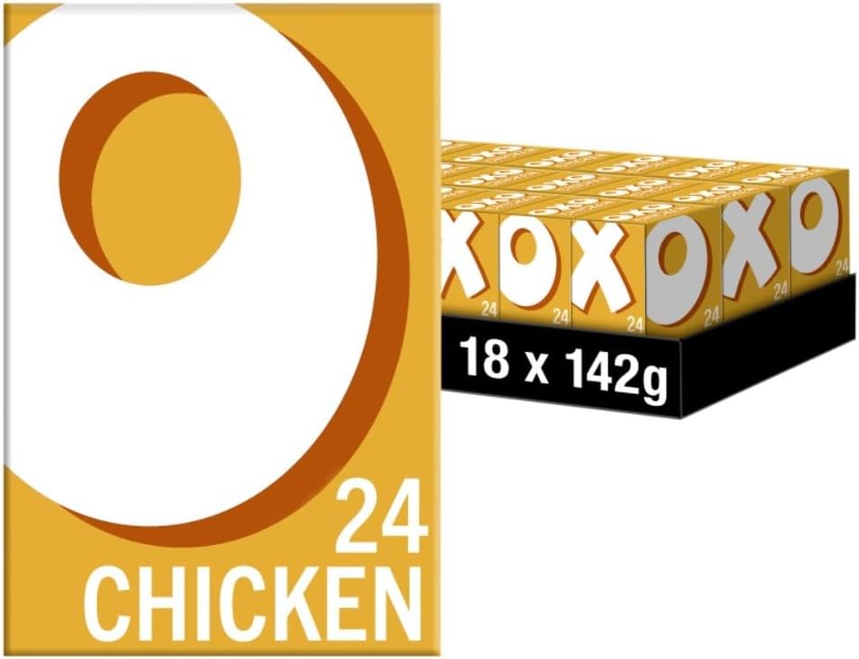 OXO 24 Chicken Stock Cubes - Deep, Rich & Savoury Flavour, Ideal for Soups, Stews, Gravy & Roast, Free from Preservatives, Multipack of 18 x 142 g (432 Cubes Total)