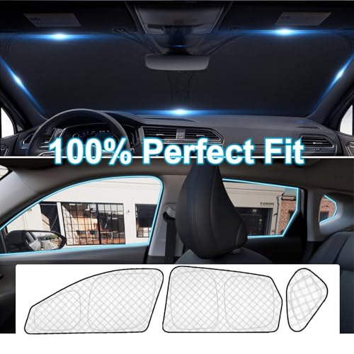 Image of KMF 8pcs Thicken Sun Shade for Hyundai Kona 2024 2025 2026 Accessories,Full Car Window Covers Sunshade for Windshield Side Rear, Sun Visor UV Block and Blackout Privacy for Camping Outdoor
