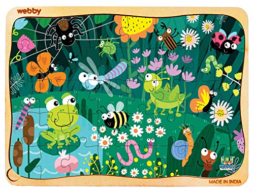 Webby Amazing Bugs Holzpuzzle | 40 Teile für Kinder 3–6 Jahre | Lernpuzzle mit Geräuschen | Konzentration… – Ansicht 1