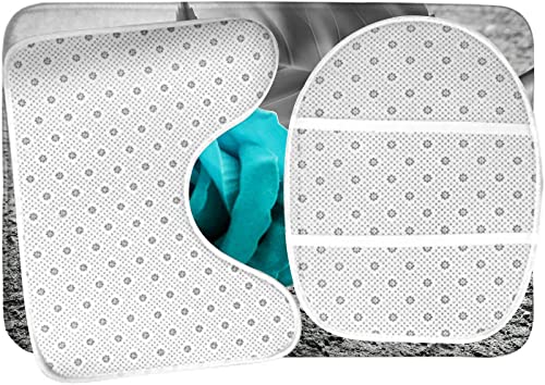 Badezimmerteppich-Set, 3-teilig, Blume, Blaugrün, Blau, Rose, Schwarz und Weiß, Blumenmuster, waschbare Badteppiche, rutschfest, mit Rückenpolster, Konturteppich und Toilettendeckelbezug – Bild 6