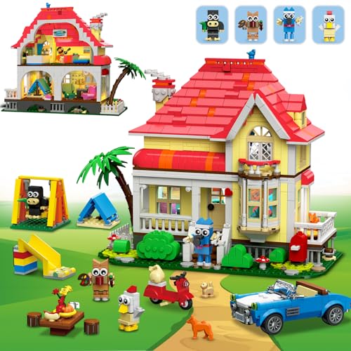 HOGOKIDS Girls House Building Set with LED Light – 1212 PCS Friends Fairy-Tale Villa Block Toy with Car, Slide, Swing & 4 Cute Animals Building Kit | Birthday Gift for Kids Girls Boys Age 6-12+